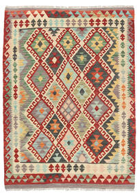 125X168 Kelim Afghan Old Style Matta Orientalisk Beige/Röd (Ull, Afghanistan) Carpetvista