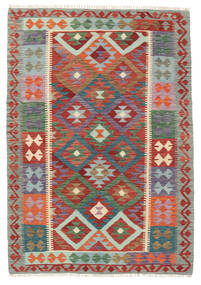  127X182 Kelim Afghan Old Stil Teppich Grau/Rot Afghanistan Carpetvista