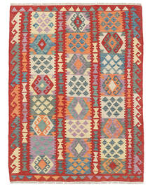  Orientalisk Kelim Afghan Old Style Matta 127X169 Röd/Grå Ull, Afghanistan Carpetvista