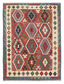 131X177 Tapis Kilim Afghan Old Style D'orient Gris/Rouge (Laine, Afghanistan) Carpetvista