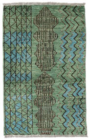 75X118 Moroccan Berber - Afghanistan Vloerkleed Modern Groen/Donker Geel (Wol, Afghanistan) Carpetvista