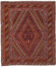 Kelim Golbarjasta Matot Matto 117X133 Tummanpunainen/Ruskea Villa, Afganistan Carpetvista