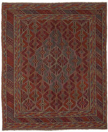 絨毯 キリム ゴルバリヤスタ 157X190 ブラック/ダークレッド (ウール, アフガニスタン)