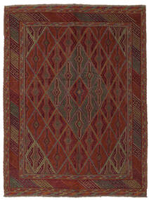 絨毯 キリム ゴルバリヤスタ 160X197 ブラック/ダークレッド (ウール, アフガニスタン)