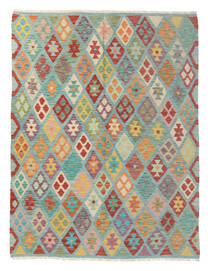  Kelim Afghan Old Style Matot 152X195 Villamatto Vihreä/Tummanpunainen Pieni Matto Carpetvista