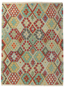  149X194 Kilim Afghan Old Style Rug Green/Dark Red Afghanistan Carpetvista