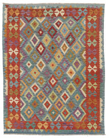  Kelim Afghan Old Style Matot 159X198 Villamatto Tummanpunainen/Ruskea Pieni Matto Carpetvista