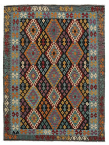  179X229 Kelim Afghan Old Style Vloerkleed Zwart/Bruin Afghanistan Carpetvista