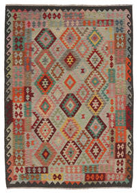  Oosters Kelim Afghan Old Style Vloerkleed 191X250 Donkerrood/Donker Geel Wol, Afghanistan Carpetvista