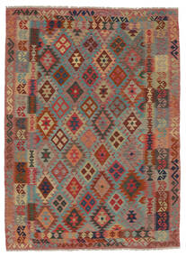  180X242 Kelim Afghan Old Style Matot Matto Tummanpunainen/Ruskea Afganistan Carpetvista