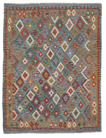 181X240 Kelim Afghan Old Style Tæppe Orientalsk Mørkegrå/Mørkerød (Uld, Afghanistan) Carpetvista