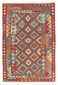 121X178 Tapis Kilim Afghan Old Style D'orient Rouge Foncé/Vert (Laine, Afghanistan) Carpetvista