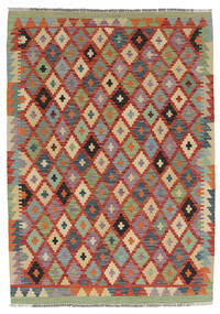  Kelim Afghan Old Style Matot 128X178 Tummanpunainen/Vihreä Carpetvista