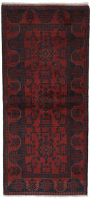 84X188 Afghan Khal Mohammadi Vloerkleed Oosters Tapijtloper Zwart/Donkerrood (Wol, Afghanistan) Carpetvista
