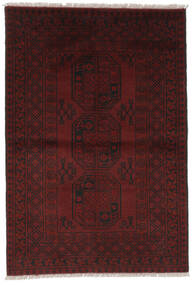  Afghan Fine Vloerkleed 99X145 Wol Zwart/Donkerrood Klein Carpetvista