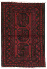  Afghan Fine Matot 95X143 Villamatto Musta/Tummanpunainen Pieni Matto Carpetvista