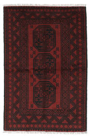  Afghan Fine Vloerkleed 96X145 Wol Zwart/Donkerrood Klein Carpetvista