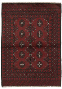  Afghan Fine Vloerkleed 99X140 Wol Zwart/Donkerrood Klein Carpetvista