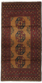  Orientalischer Afghan Fine Teppich 94X193 Läufer Schwarz/Braun Wolle, Afghanistan Carpetvista