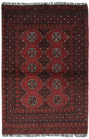  Afghan Fine Matot 92X139 Villamatto Musta/Tummanpunainen Pieni Matto Carpetvista