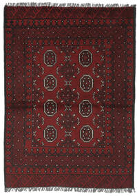  Afghan Fine Vloerkleed 95X134 Wol Zwart/Donkerrood Klein Carpetvista