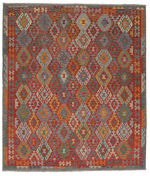 Tapete Kilim Afegão Old Style 253X295 Castanho/Vermelho Escuro Grande (Lã, Afeganistão)