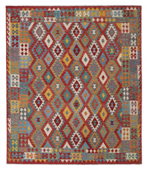  Kelim Afghan Old Style Matot 254X294 Villamatto Tummanpunainen/Ruskea Suuri Matto Carpetvista