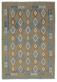 Kelim Afghan Old Stil Teppich 208X298 Dunkelgrau/Braun Wolle, Afghanistan Carpetvista