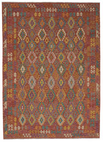  Kelim Afghan Old Style Tæppe 256X358 Mørkerød/Brun Carpetvista