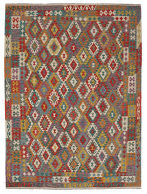 Alfombra Oriental Kilim Afghan Old Style 257X343 Rojo Oscuro/Marrón Grande (Lana, Afganistán)