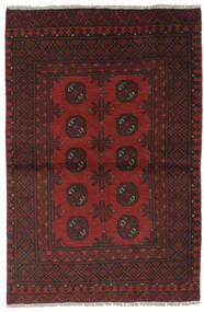  Afghan Fine Vloerkleed 93X144 Wol Zwart/Donkerrood Klein Carpetvista