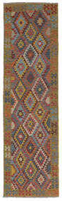  Kilim Afghan Old Style Tapis 81X291 De Laine Marron/Noir Petit Carpetvista