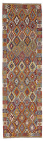  Kilim Afghan Old Style Rug 85X292 Wool Brown/Dark Red Small Carpetvista