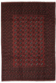 192X284 Afghan Fine Teppe Orientalsk Svart/Mørk Rød (Ull, Afghanistan) Carpetvista