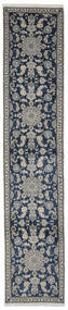 絨毯 ペルシャ ナイン 78X386 廊下 カーペット ブラック/ダークグレー (ウール, ペルシャ/イラン)