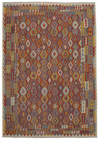 247X349 絨毯 キリム アフガン オールド スタイル オリエンタル ダークレッド/茶色 (ウール, アフガニスタン) Carpetvista