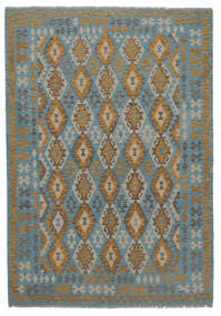  207X298 Kelim Afghan Old Stil Teppich Braun/Dunkelblau Afghanistan Carpetvista