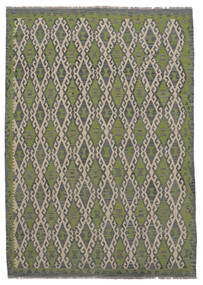 209X296 Kelim Afghan Old Stil Teppich Orientalischer Schwarz/Orange (Wolle, Afghanistan) Carpetvista