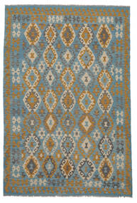  201X301 Kelim Afghan Old Stil Teppich Dunkelgrau/Braun Afghanistan Carpetvista