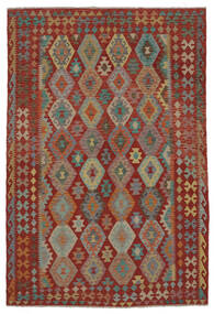 205X299 絨毯 キリム アフガン オールド スタイル オリエンタル ダークレッド/茶色 (ウール, アフガニスタン) Carpetvista