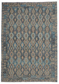  キリム アフガン オールド スタイル 絨毯 210X297 ウール ブラック/ダークグレー Carpetvista