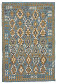  198X299 Kelim Afghan Old Stil Teppich Dunkelgrau/Braun Afghanistan Carpetvista