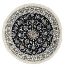  Ø 140 Nain Rug Oriental Round Black/Dark Grey (Wool, Persia/Iran) Carpetvista