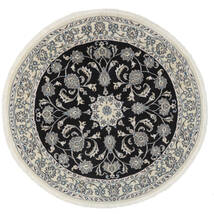  Ø 150 Nain Rug Oriental Round Black/Dark Grey (Wool, Persia/Iran) Carpetvista