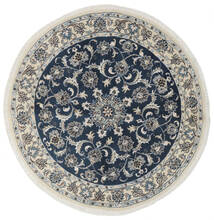  Ø 150 Nain Rug Oriental Round Dark Grey/Black (Wool, Persia/Iran) Carpetvista