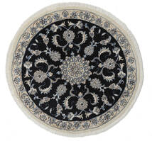  Oriental Nain Rug Ø 100 Round Black/Dark Grey Wool, Persia/Iran Carpetvista