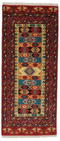 85X194 Dywan Turkmeński Orientalny Chodnikowy Czarny/Ciemnoczerwony (Wełna, Persja/Iran) Carpetvista