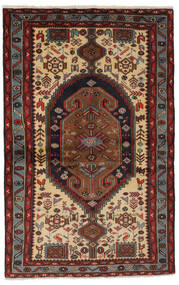 127X199 絨毯 オリエンタル ハマダン ブラック/ダークレッド (ウール, ペルシャ/イラン) Carpetvista
