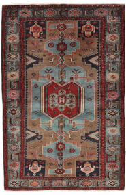  Perzisch Hamadan Vloerkleed 132X205 Zwart/Bruin (Wol, Perzië/Iran)