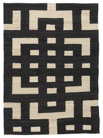 132X177 Tapis Kilim Moderne Moderne Noir/Beige (Laine, Afghanistan) Carpetvista